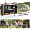 Folding Camping Table with 2-Tier Open Shelves for Outdoor BBQ