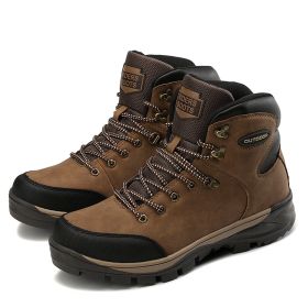 Large Size Winter Men's Shoes High-top Cotton Boots Plus Velvet To Keep Warm (Option: Brown-40)