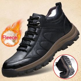 Casual Leather Shoes Simple Travel Outdoor Men's Shoes (Option: Cotton Black-43)