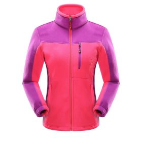 Cross-border Sources Of New Polar Fleece Warm Fleece Couple Cardigan Contrast (Option: Rose Red Girl-XL)