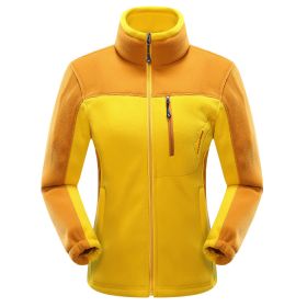 Cross-border Sources Of New Polar Fleece Warm Fleece Couple Cardigan Contrast (Option: Yellow female-XL)