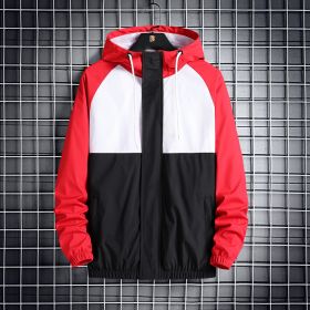 Fashionable Hooded Solid Color Coat Casual Jacket (Option: Red-2XL)