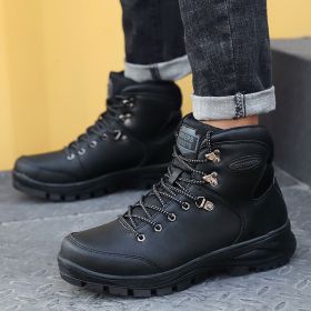 Large Size Winter Men's Shoes High-top Cotton Boots Plus Velvet To Keep Warm (Option: Black-47)