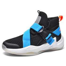 Mesh Breathable And Shock-absorbing Lightweight Soft-soled Shoes (Option: Black and blue-40)