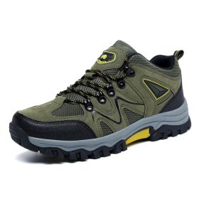 Outdoor Hiking Waterproof Non-slip Low-cut Hiking Shoes (Option: Army Green-40)