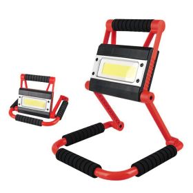 1Pack LED Working Light High Lumen Rechargeable Floodlight Portable Foldable Camping Light With 360Â° Rotation Stand (Color: Red)