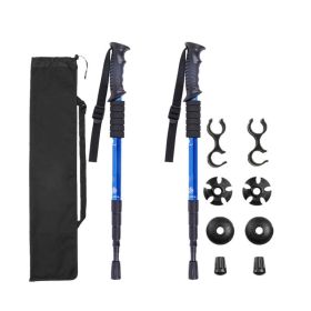 Sports & Outdoors Four-section Trekking Straight Trekking Poles (Color: Blue)