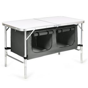 Travel Party Adjustable Height Folding Camping Table (Color: Gray)