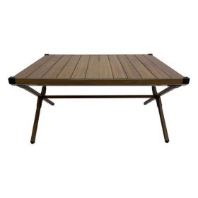 Aluminum Roll-Top Camping Table, Dark Brown (Color: Dark Brown)