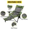 Folding Camp Chair 330 lbs Capacity w/ Footrest Mesh Lounge Chair, Cup Holder and Storage Bag