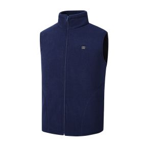 Men's And Women's Vest USB Heating Charging Suit Jacket (Option: Blue-3XL)