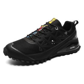 Men's Outdoor Off-road Running Shoes Air Cushion Mountaineering (Option: 8 Black-42)